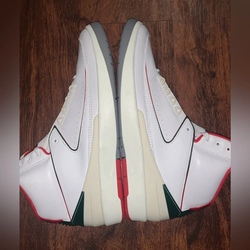 Jordan Men’s White Red Green Leather Sneakers